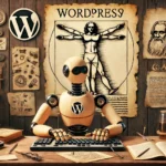 Roboter am Computer beschäftigt sich mit WordPress01