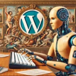 Roboter am Computer beschäftigt sich mit WordPress03