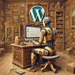 Roboter am Computer beschäftigt sich mit WordPress10