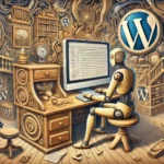 Roboter am Computer beschäftigt sich mit WordPress15