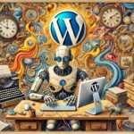 Roboter am Computer beschäftigt sich mit WordPress21