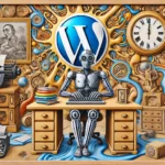 Roboter am Computer beschäftigt sich mit WordPress32