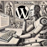 Roboter am Computer beschäftigt sich mit WordPress04