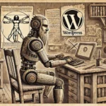 Roboter am Computer beschäftigt sich mit WordPress06