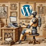 Roboter am Computer beschäftigt sich mit WordPress11