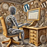 Roboter am Computer beschäftigt sich mit WordPress16