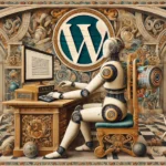 Roboter am Computer beschäftigt sich mit WordPress44