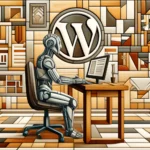 Roboter am Computer beschäftigt sich mit WordPress46